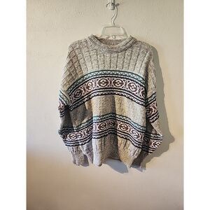 Vintage Sweater XL "417" Chunky Van Heusen Knit Geometric Aztec Nordic Coogi